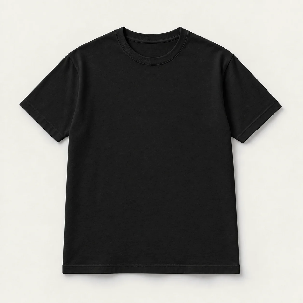 Black short-sleeve T-shirt, front