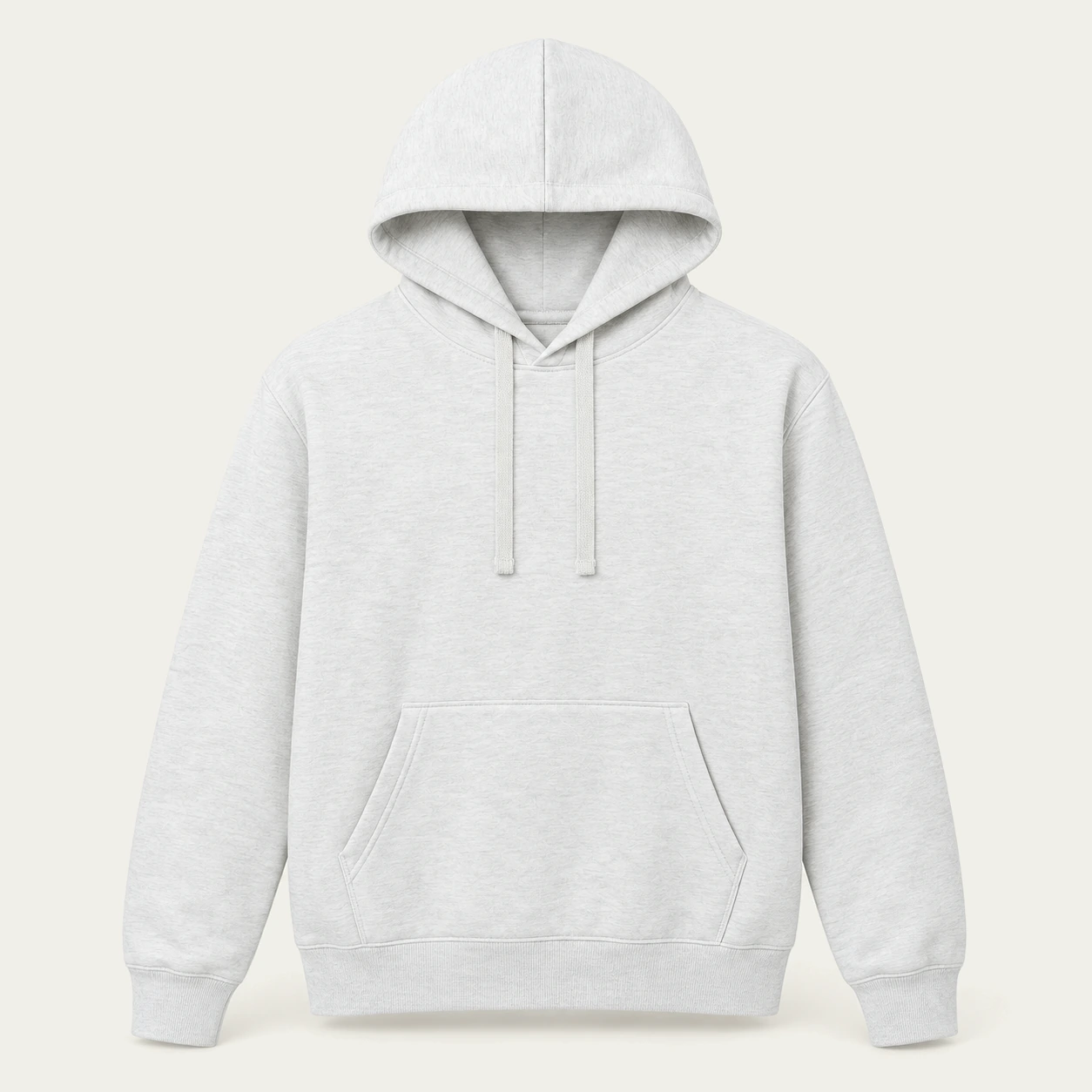 White heather light hoodie, front