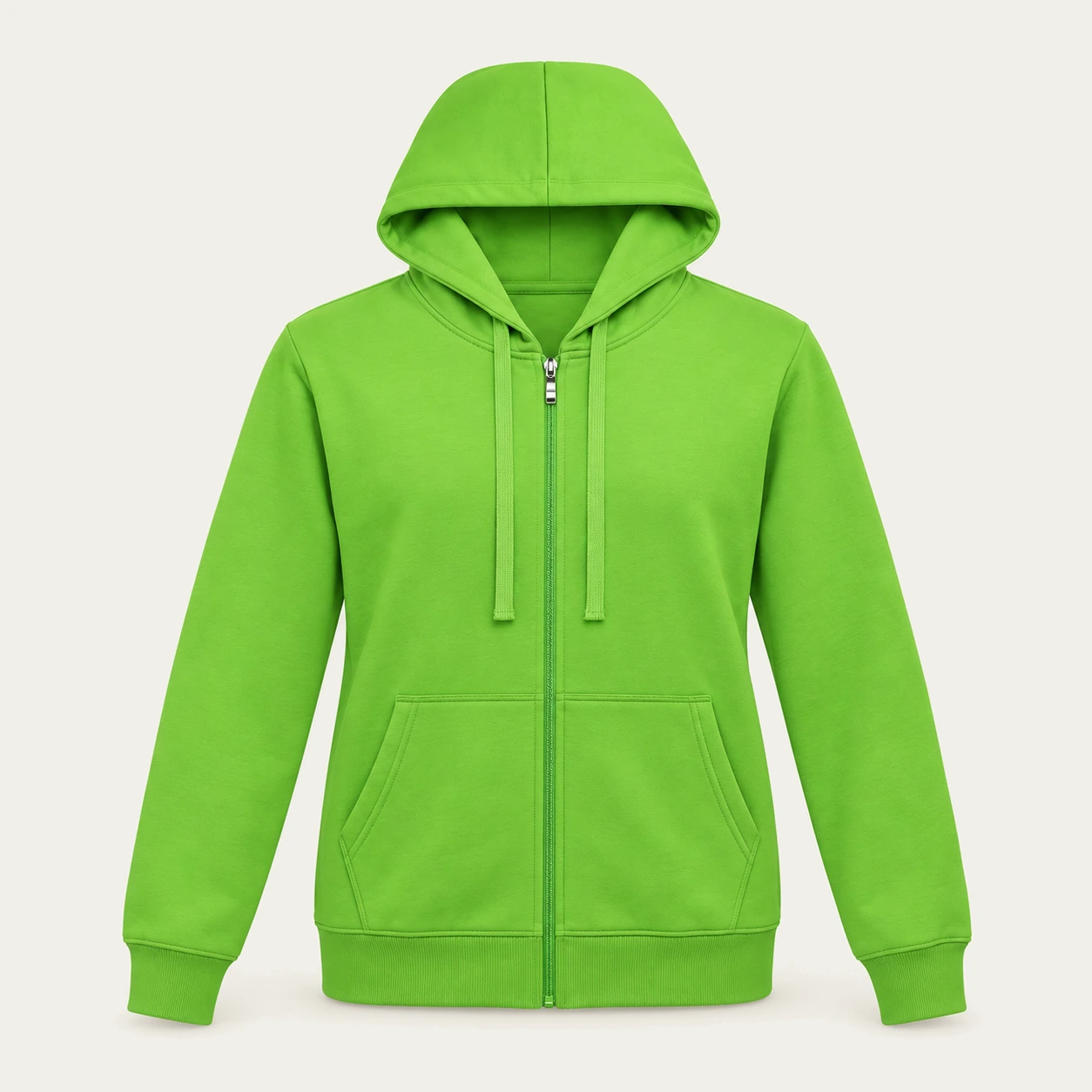 Light green light zip-up hoodie, front