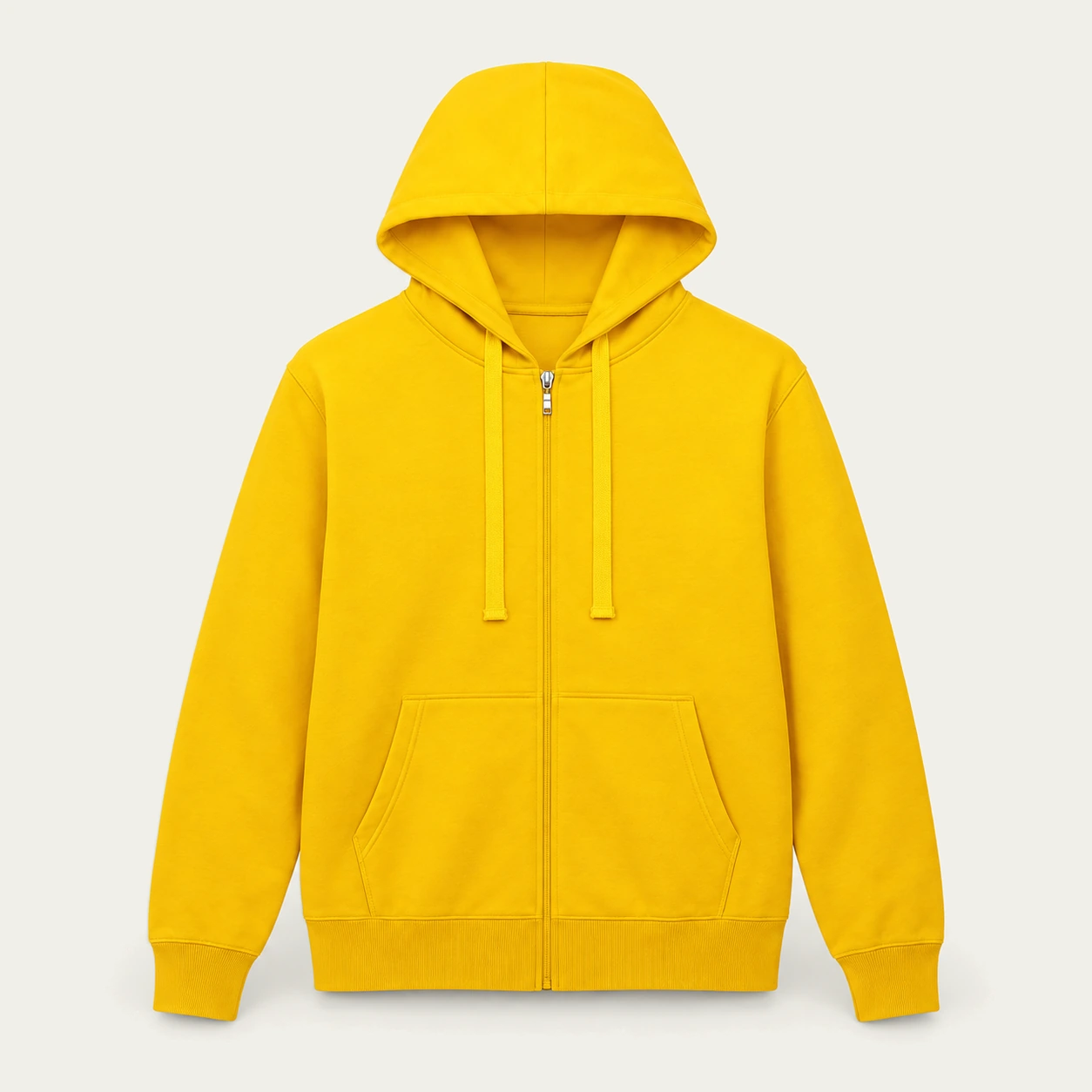 Yellow light zip-up hoodie, front