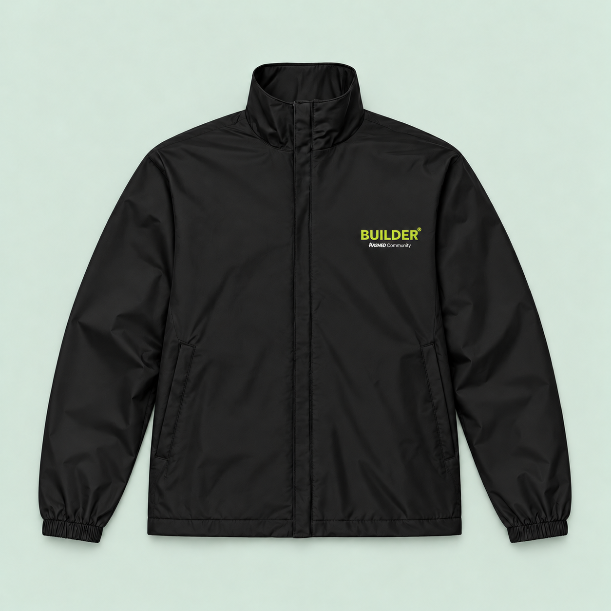Case study: charcoal windbreaker with the HASHED BUILDER logo