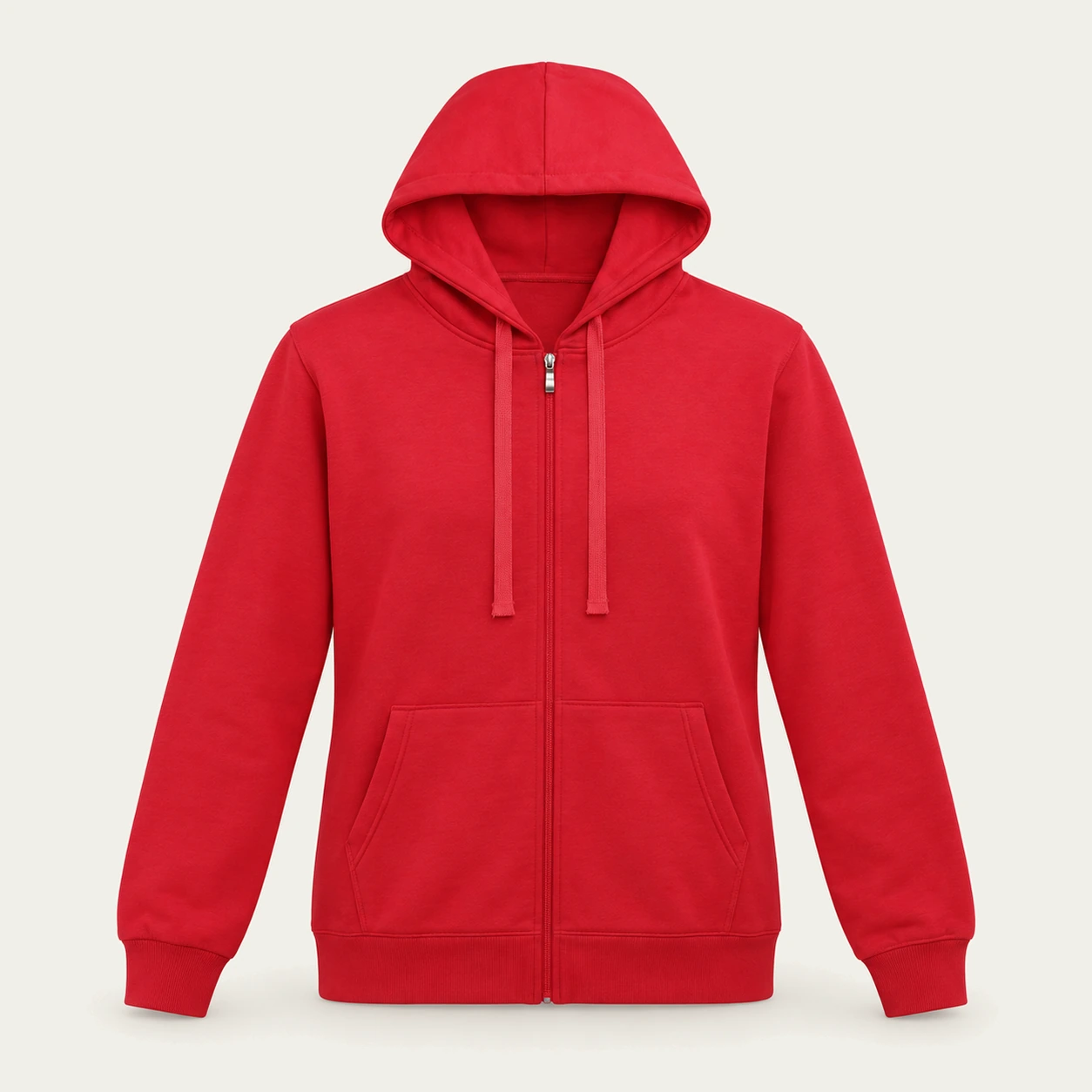 Red light zip-up hoodie, front