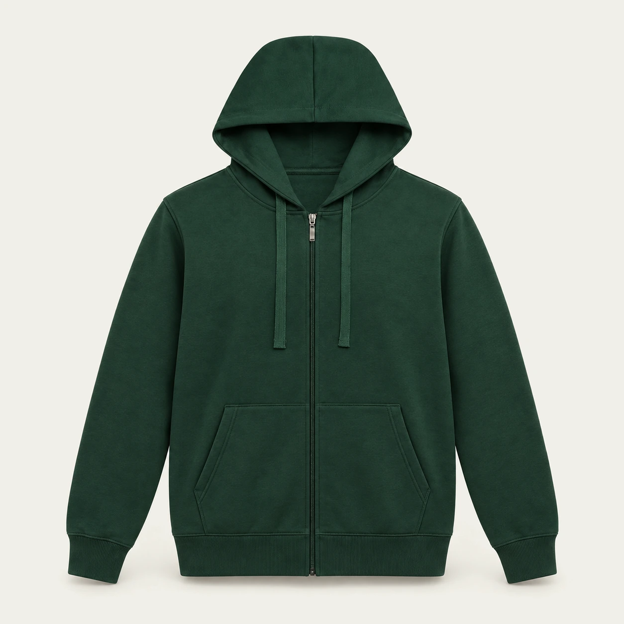 Khaki light zip-up hoodie, front