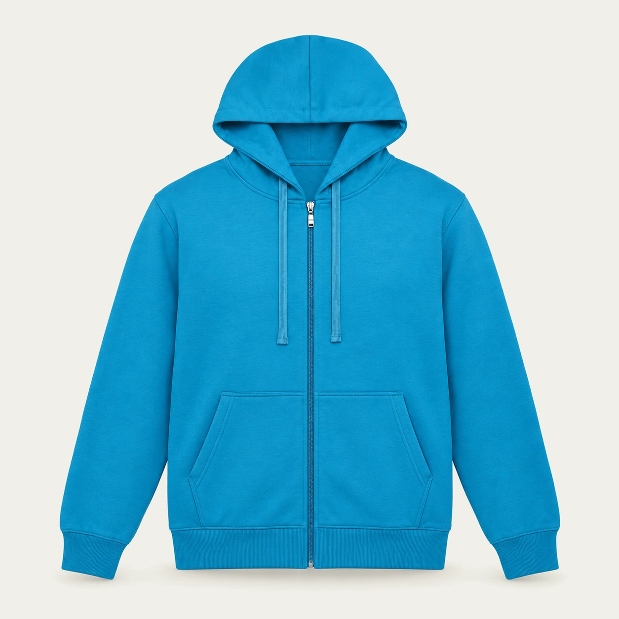 Sky blue light zip-up hoodie, front