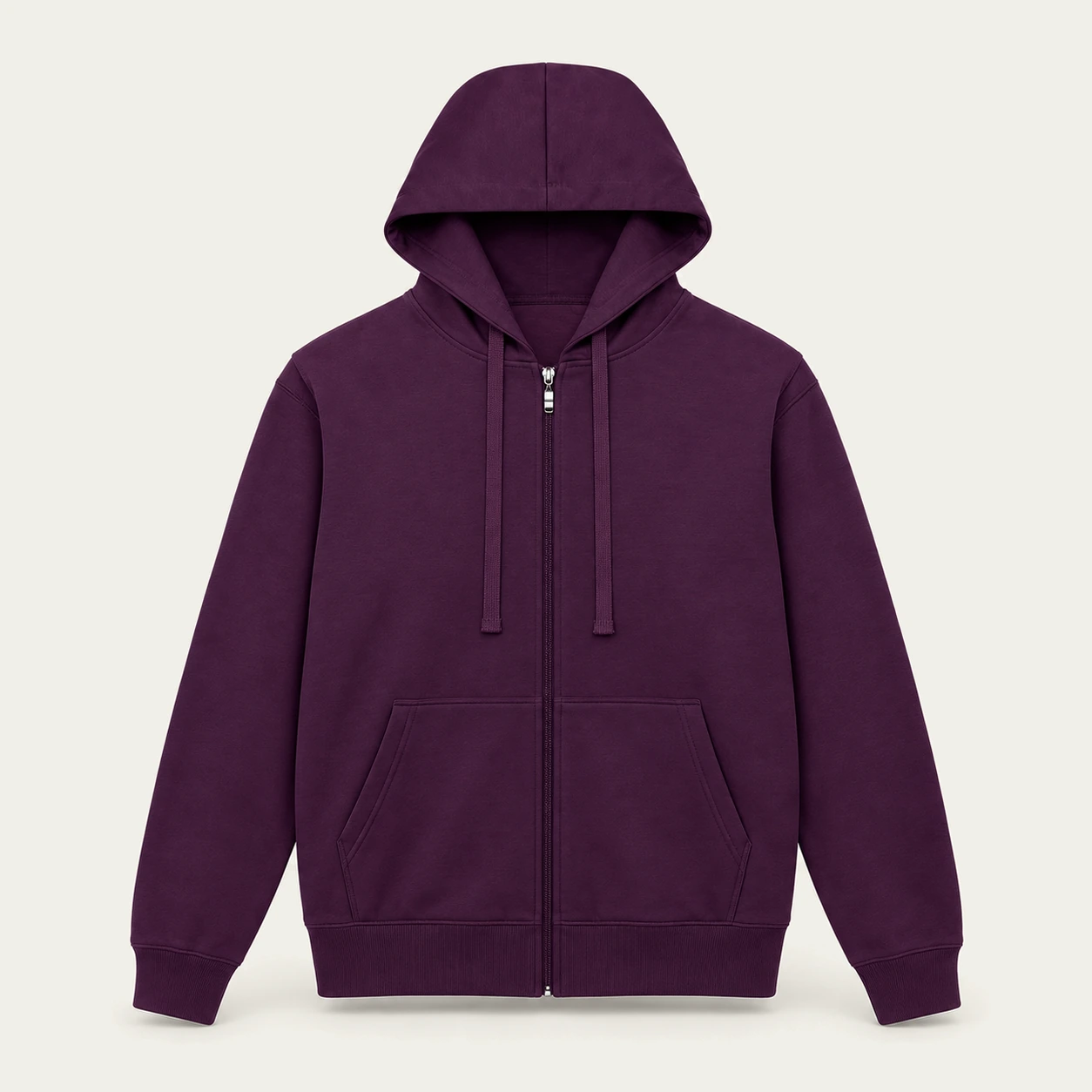 Dark purple light zip-up hoodie, front