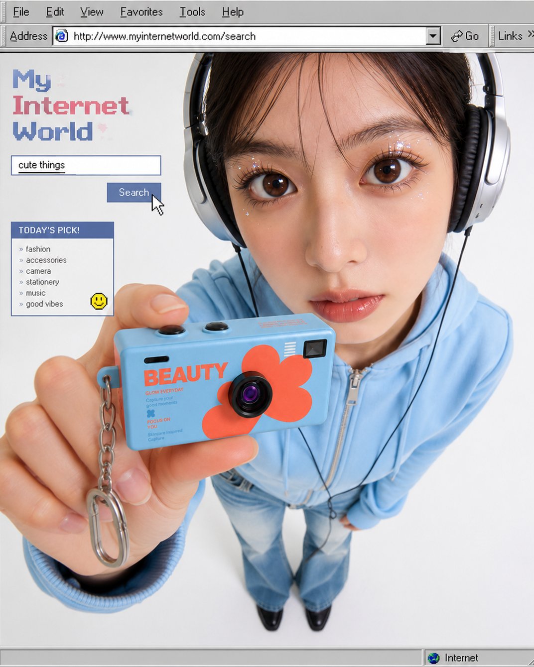 손에 든 커스텀 미니 카메라 키링 메인 컷
